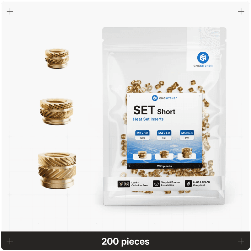 Heat Set Inserts - SET Short - 200 pieces